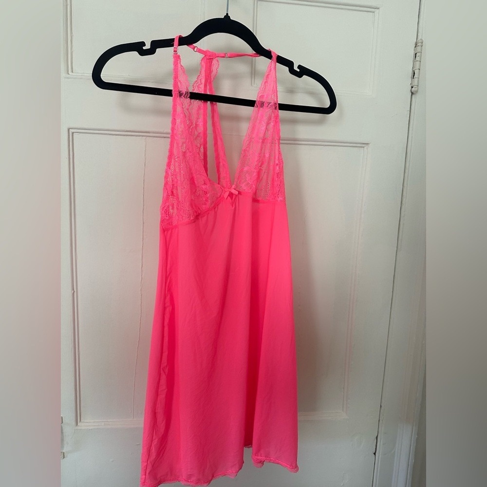 Vibrant Pink Lace Chemise